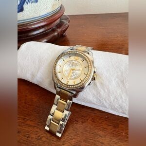 Coach “Boyfriend” Watch Gold & Silver Colored Stainless Steel with Crystal Bezel